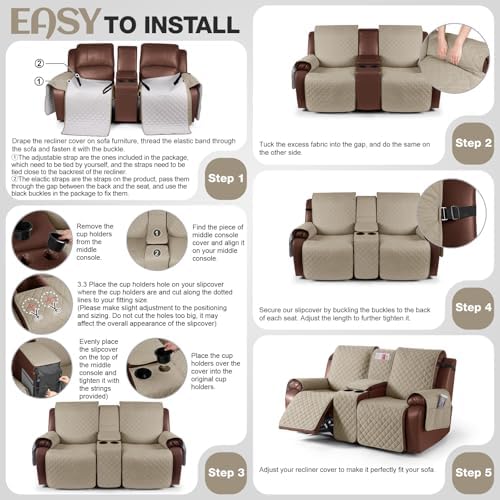 KinCam 100% Waterproof Loveseat Recliner Cover - Image 7