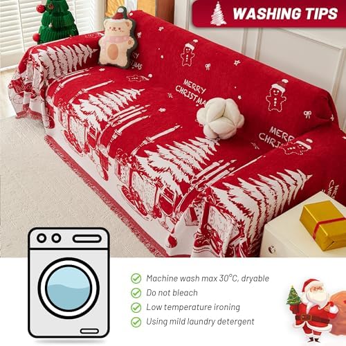 MYSKY HOME Christmas Couch Cover, Sofa Cover - Image 6