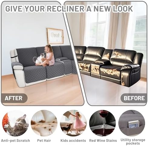 Waterproof Sectional Reclining Couch Covers L Shaped Recliner Sectional Sofa - Image 6