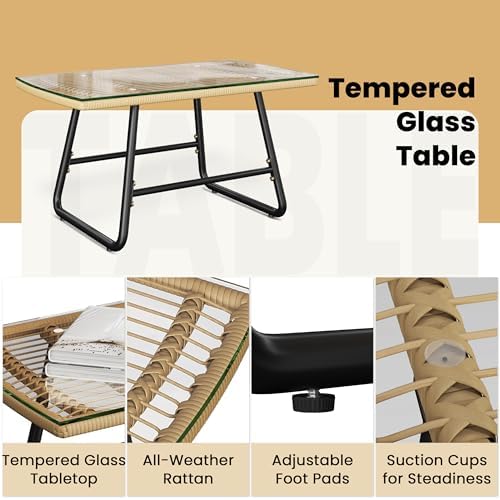 Yaheetech 4 Piece Patio Furniture Set, Wicker Conversation Sets - Image 4