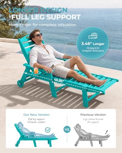Ciokea Outdoor Lounge Chair Set of 4, All Weather Patio Chaise Lounge Chair - Image 4