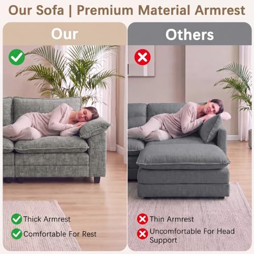Homall 158.6" Cloud Couch, Modular Sectional Sofa, Light Grey - Image 7