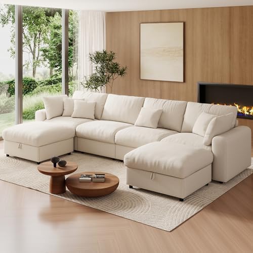 WorthFurni 140” Oversized Cloud Sectional Couches by WorthFurni
