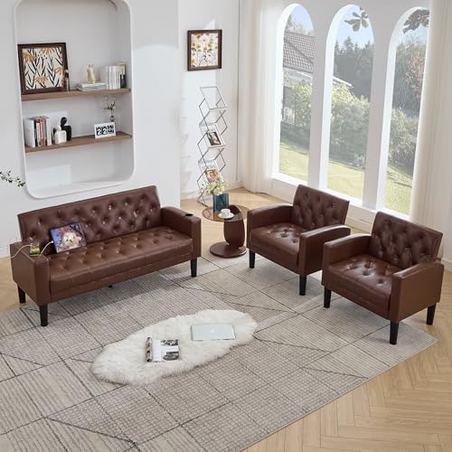 62'' Leather Loveseat Sofa Set - Image 2