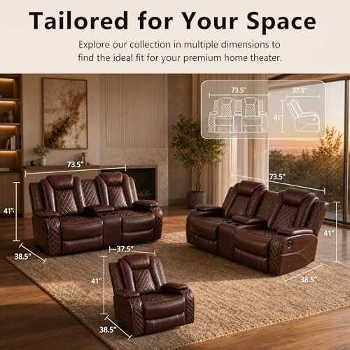 3-Piece Leather Power Recliner Sofa Set - Image 2