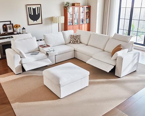 134" Modular Power Reclining Couch 6 Seater L-Shaped by BEDEEP