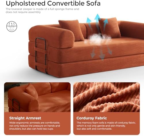 79" Convertible Futon Sofa Bed, Boneless Couch - Image 4