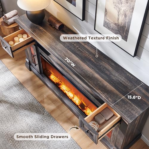 OKD 70" Farmhouse Fireplace TV Stand - Image 2