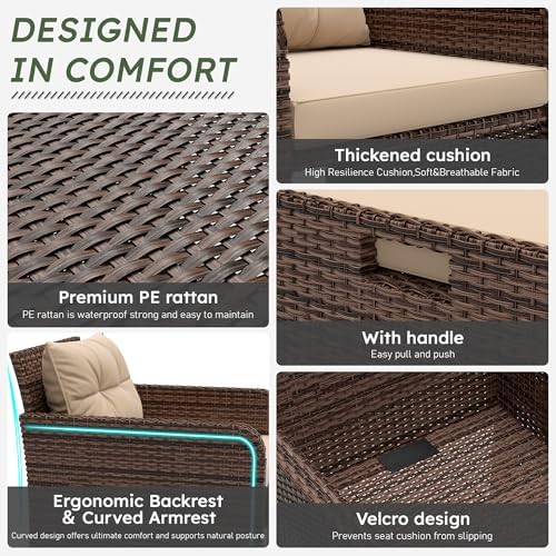 LHBcraft 5 Piece Patio Furniture Set, PE Wicker Outdoor Furniture Set - Image 5