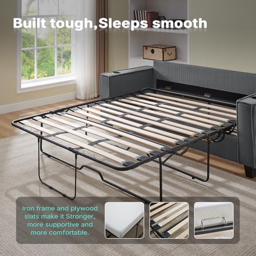 Brelice Pull Out Sofa Bed, Full Size Convertible Loveseat Sleeper Sofa - Image 5