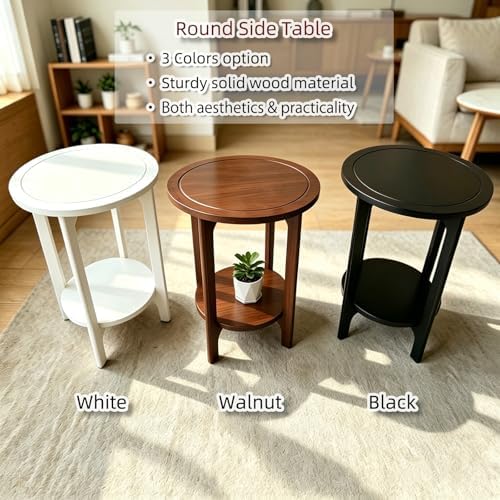 Solid Wood Round Side Table for Living Room - Image 7