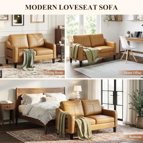 MALOL 51" Leather Loveseat Sofa - Image 7