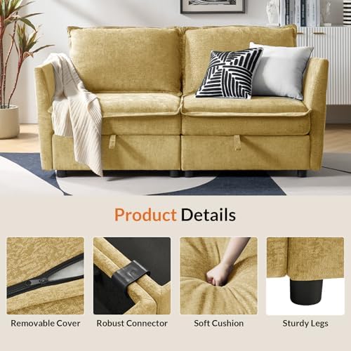 HULALA HOME Modern Chenille Loveseat Sofa - Image 6