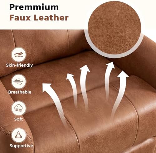 HAOMARKETS Swivel Rocker Recliner Chair Set of 2, Manual Faux Leather Glider - Image 6