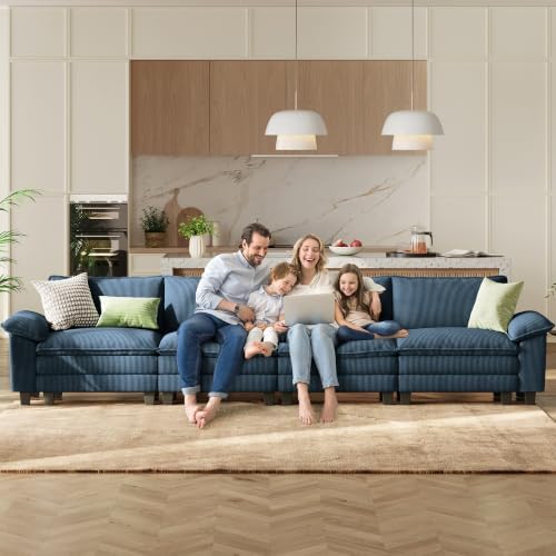 LINSY HOME 157'' Modular Sectional Sofa 4 Seat Couch Corduroy Cloud Couch - Image 6