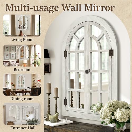Dorlicecass White Arched Wall Decor Window Mirror 20"x30" Single - Image 6