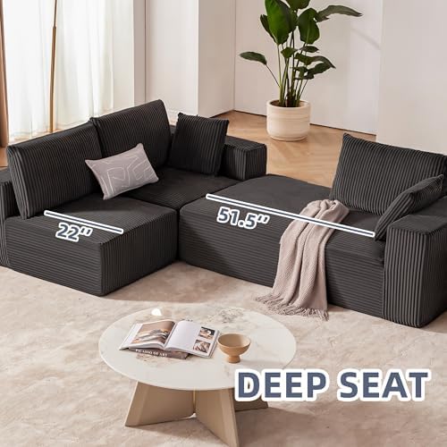 108" Boneless Couch with Chaise, Cloud Sectional Modular Sofa - Image 5