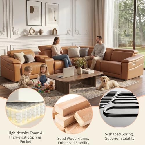 Leather Power Reclining Sectional Sofa, Recliner Sectional - Image 6