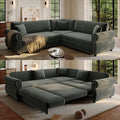 88.2" Chenille L-Shaped Pull-Out Sectional Sleeper Sofa Bed, Dark Grey by Unknown
