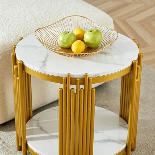 2-Tier Faux Marble End Table - Image 4