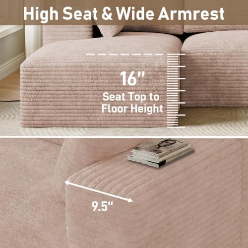 ONEMMLION 96" L-Shaped Cloud Boneless Couch Sofa - Image 3