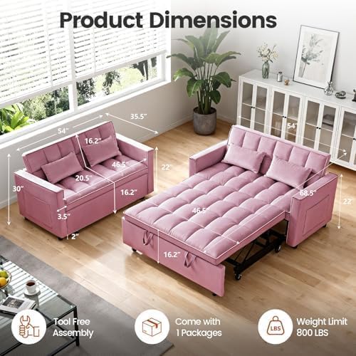 NicBex Sleeper Sofa Bed with Adjustable Backrest & Side Pockets - Image 2