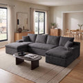 120" Modular Sectional Sofa, U-Shape Boneless Couch, Dark Grey by VYNELITO