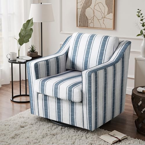 Swivel Accent Chair Set of 2, Stripe Armchair in Fabric - Image 4
