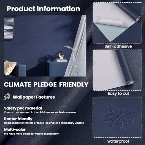 Dark Blue Peel and Stick Wallpaper Removable Self Adhesive Contact Paper - Image 2