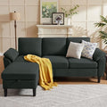 80" Convertible Sectional Sofa, Modern Linen Small L Shaped Couch by Chireca