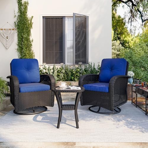 Aoxun 3 Pieces Patio Furniture Set, Patio Swivel Rocker Chairs Set of 2 - Image 2