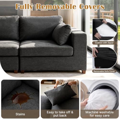 Oversized Modular Sectional Sofa, Dark Grey - Image 5