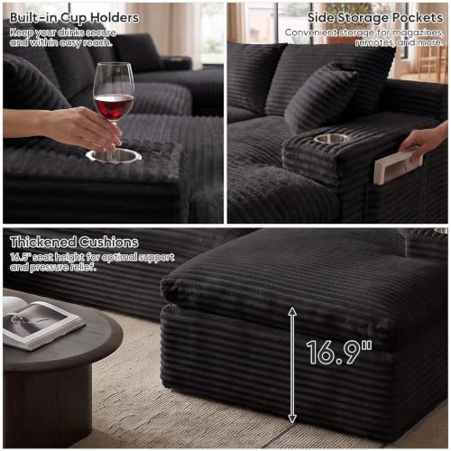120" Modular Sectional Sofa, U-Shape Boneless Couch - Image 4