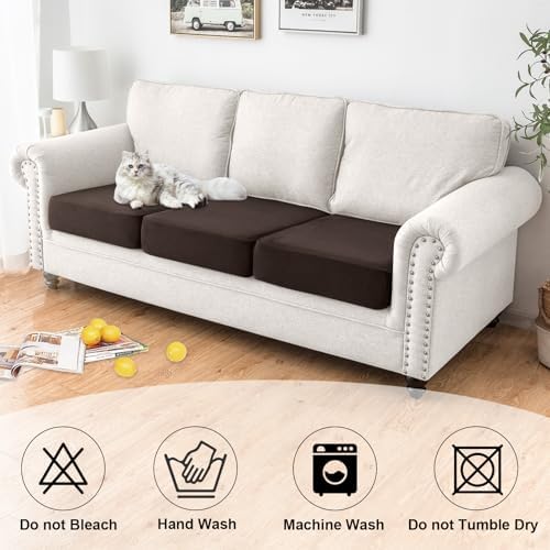 NAISI Waterproof Couch Cushion Covers Thick Velvet Fabric Washable Sofa - Image 6