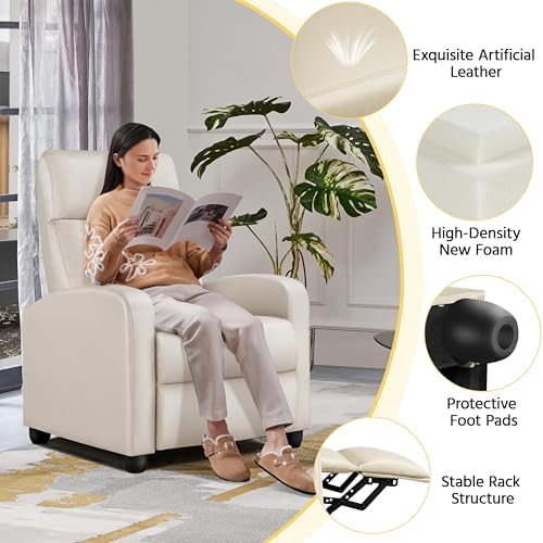 Yaheetech Recliner Chair with 3 Adjustable Angles Living Room Chairs Beige - Image 6