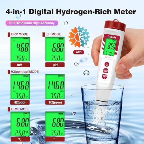Water pH Tester, 4 in 1 pH H2 ORP ppm Meter - Image 2