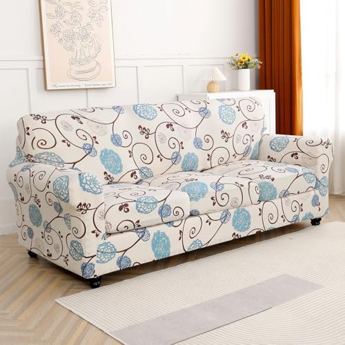 SearchI Stretch Sofa Cover Printed Couch Cover, Floral Pattern 4 Pieces Sofa - Image 2
