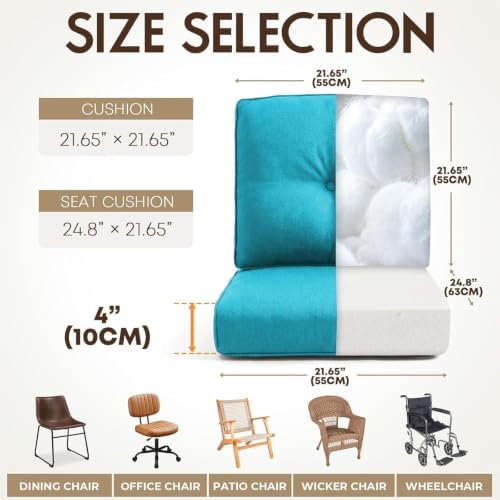 Outdoor Wicker Chair Replacement Cushions Set of 2, 22 x25 Inch Chairs Loveseat - Image 2
