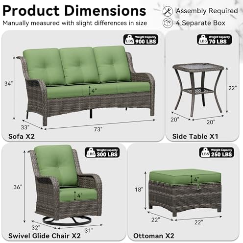 7 Piece Outdoor Wicker Patio Furniture Set, Outdoor Swivel Rocker Patio Chairs - Image 2