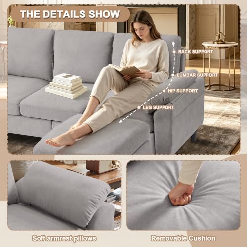 3 Pieces Sofa Set, L Shaped Sectional Couch and Loveseat Set - Image 5
