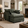 41" Oversized Chair with Ottoman, Chenille Reading Chair and a Half, Deep Seat by LUXSeatful