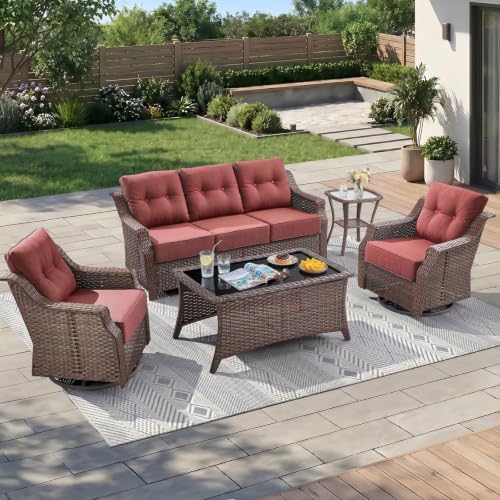 Luxury 5 Pieces Outdoor Patio Furniture Set-All Weather Wicker Outdoor Furniture by JelwalyPatioFurnitureSet