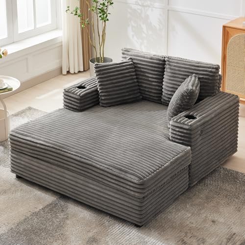 Garvee 60" Oversized Corduroy Chaise Lounge Chair by Garvee