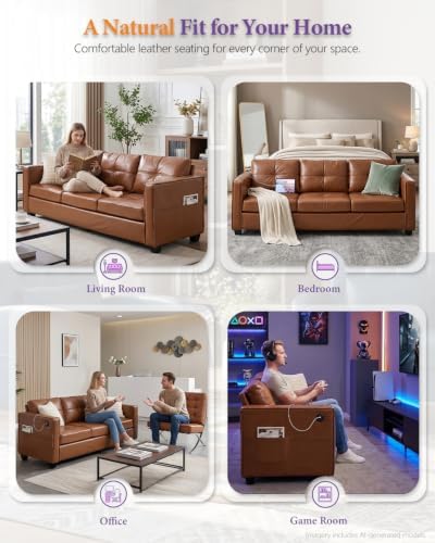 TYBOATLE 88" W Faux Leather Couches - Image 3