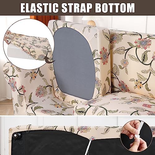 SearchI Stretch Sofa Cover Printed Couch Cover, Floral Pattern 3 Pieces - Image 4