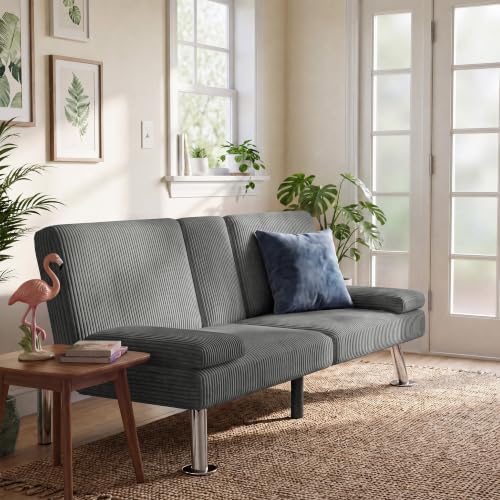 Furmax Corduroy Futon Sofa Bed, Adjustable Futon Couch - Image 2