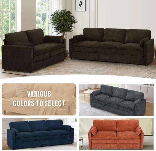 Comfy Chenille Sofa Set with Well-Filled Pillows - Image 6
