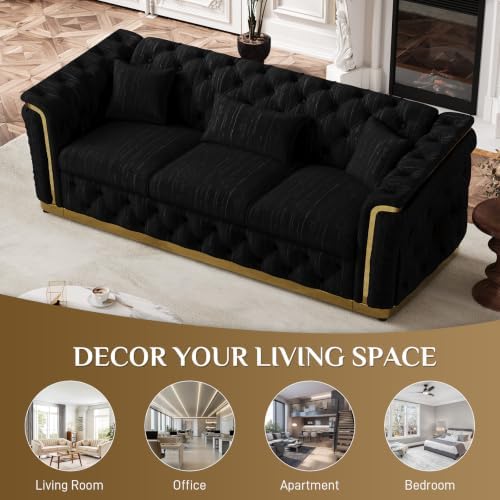 2-Piece 84.8" Velvet Sofa Set, Chesterfield Tufted - Image 7