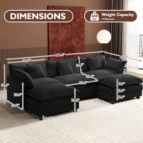 Ihanherry U-Shaped Modern Sofa 111.4" Modular Sectional Cloud Couch - Image 2