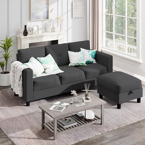 Shintenchi 76" Modern Upholstered Sectional Sofa Couch, L-Shaped Convertible - Image 3